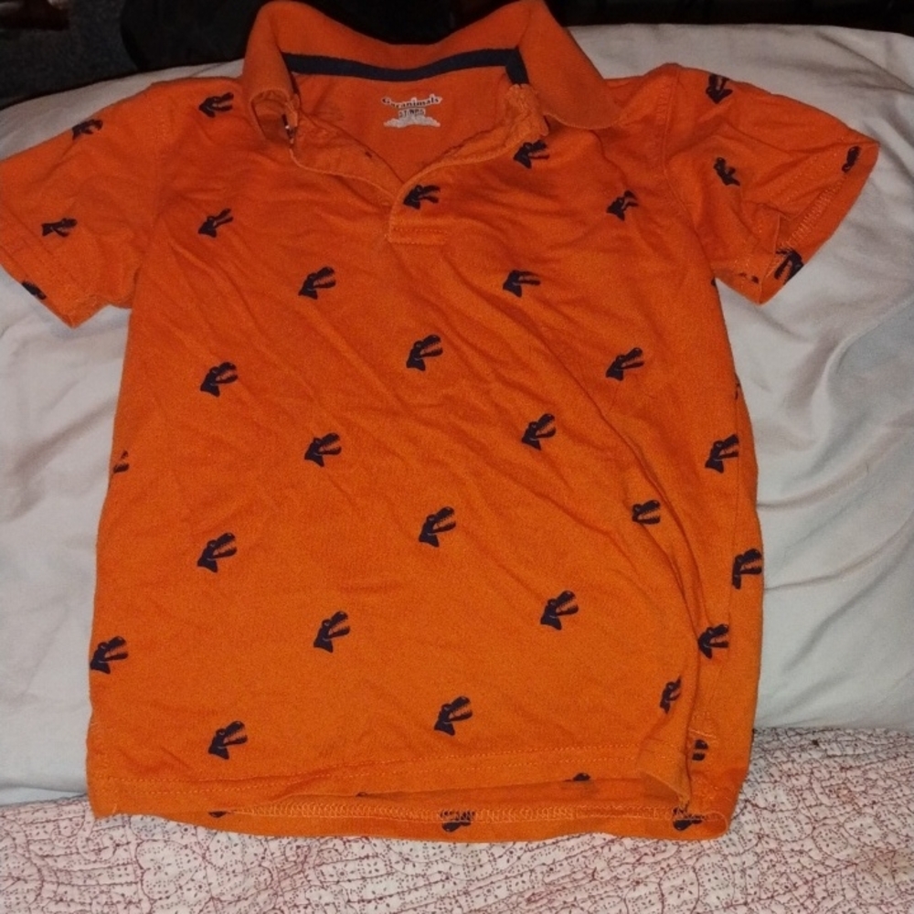 Orange Polo Shirt with Navy Pattern